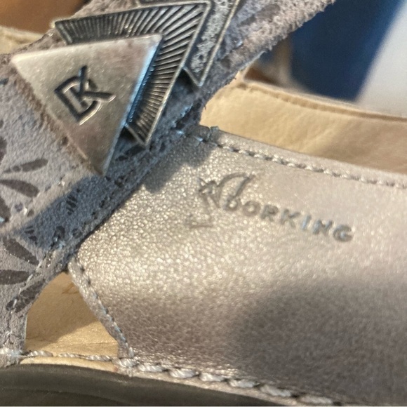 DORKING BY FLUCHOS  Sz 6 Suede Laser Flower Cut Out Velcro Mary Jane Sandals - Picture 13 of 14